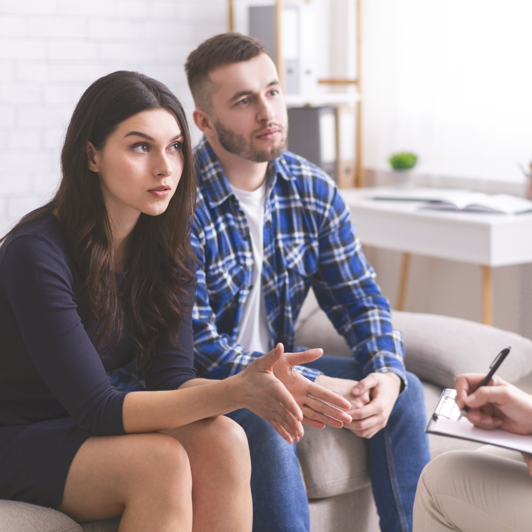 man and woman in couple counseling